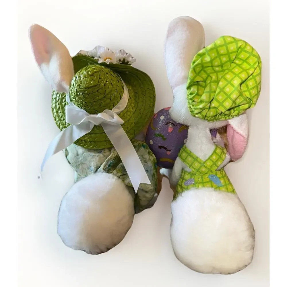 Annalee Easter 6” Girl Bunnies Egg Coloring Spring Set Of Two 2006 And 2007